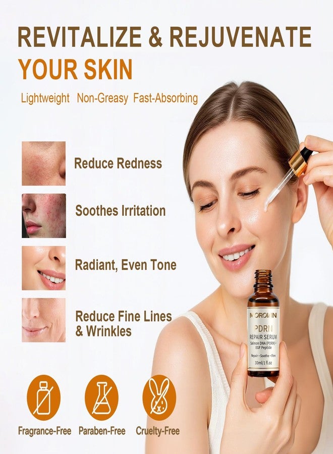 morovan Salmon DNA PDRN Face Serum: Recovery Serum with EGF Peptide Collagen Growth Factor for Sensitive & Post-Microneedling - Soothe Redness & Repair Skin Barrier in 72 Hours - 1 Fl Oz - Image 2